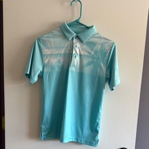 Light Blue Polo Shirt with Palm Tree Design